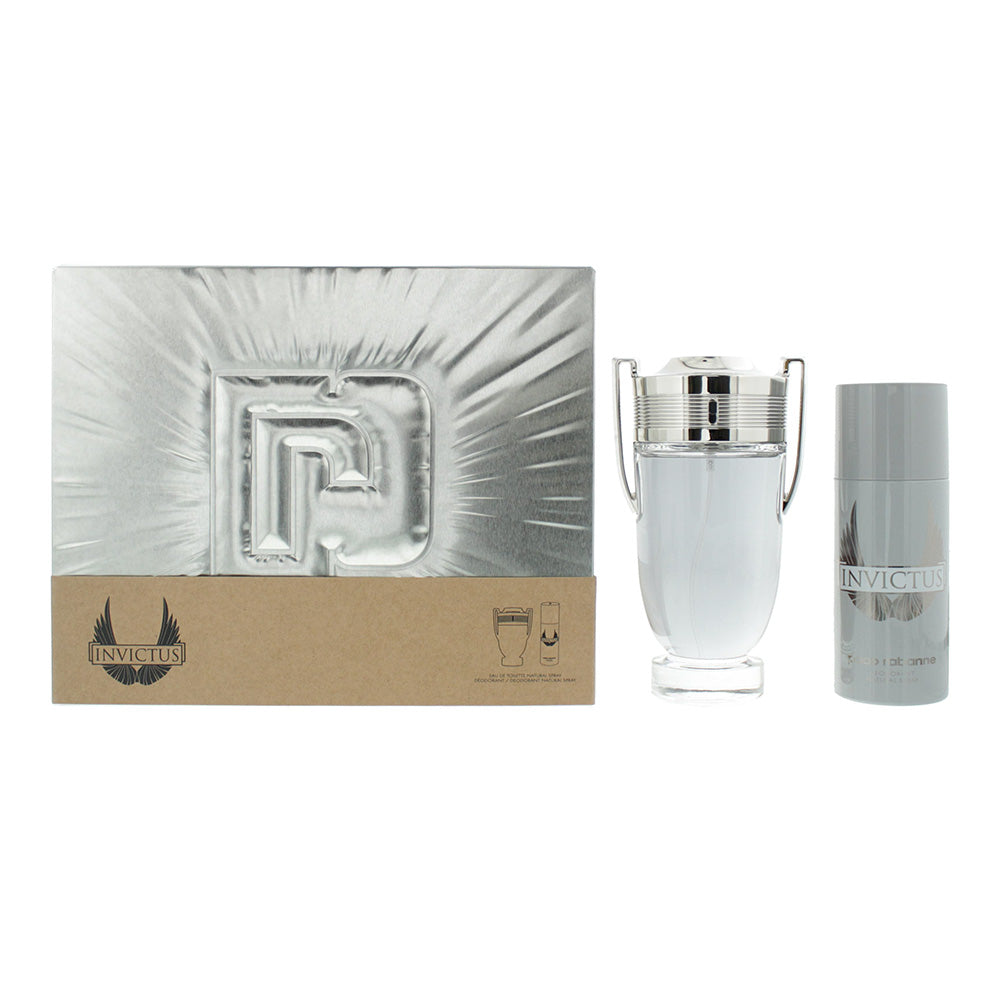 Paco Rabanne Invictus 2 Piece Gift Set: Eau de Toilette 200ml - Deodorant Spray 