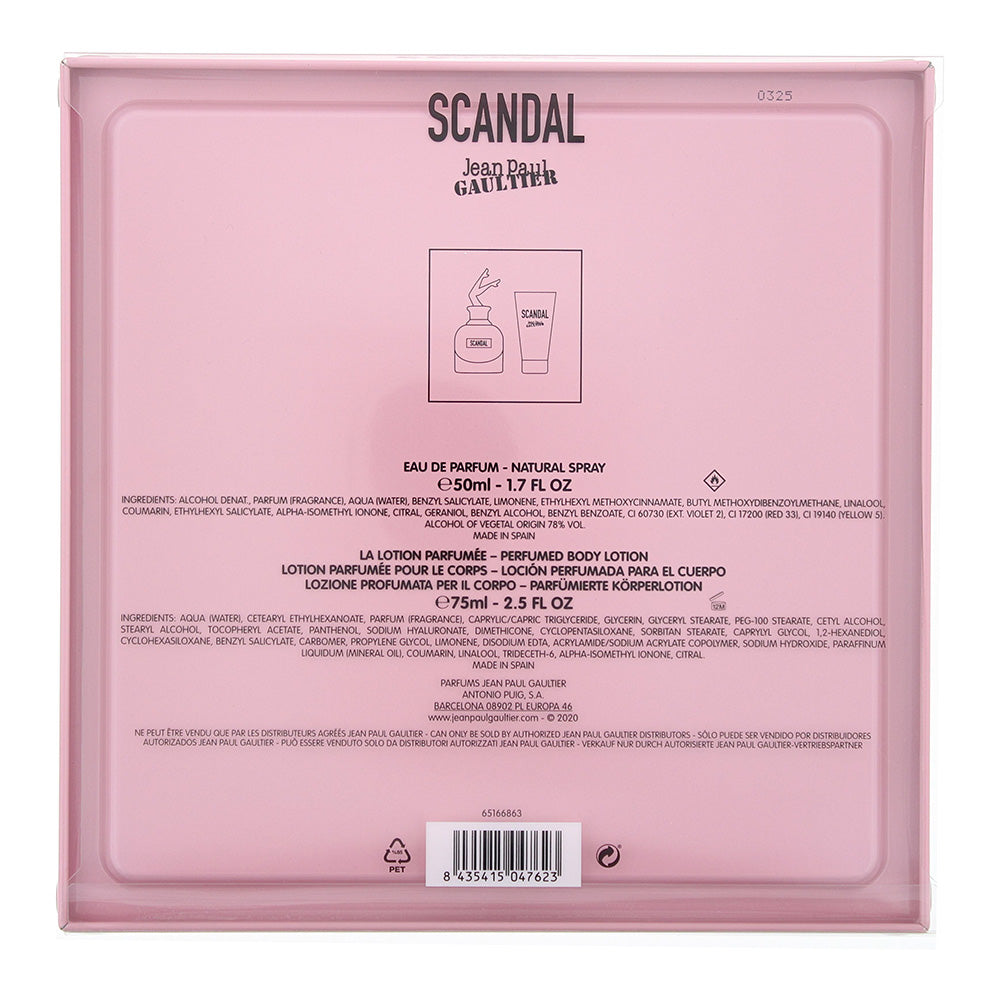 Jean Paul Gaultier Scandal 2 Piece Gift Set: Eau de Parfum 50ml - Body Lotion 75