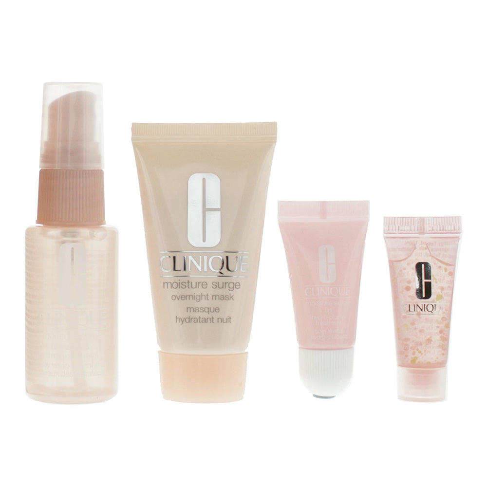 Clinique 4 Piece Gift Set: Thirsty Skin Relief Spray 30ml - Lip Plumper 7ml - Overnight Face Mask 30ml - Hydro-Filler Concentrate 5ml - Product