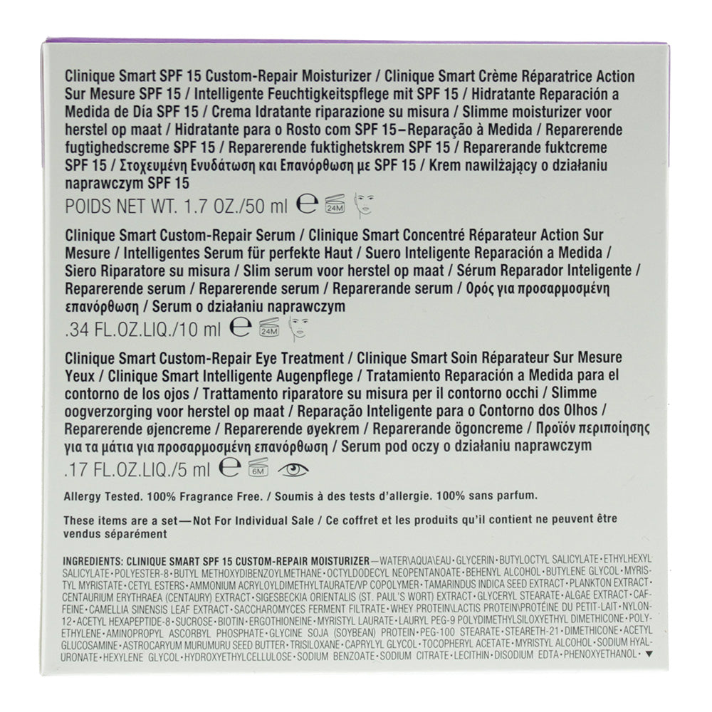 Clinique Derm Pro Solutions 3 Piece Gift Set: Clinique Smart SPF 15 Moisturiser 50ml - Clinique Smart Serum 10ml - Clinique Smart Eye Treatment 5ml