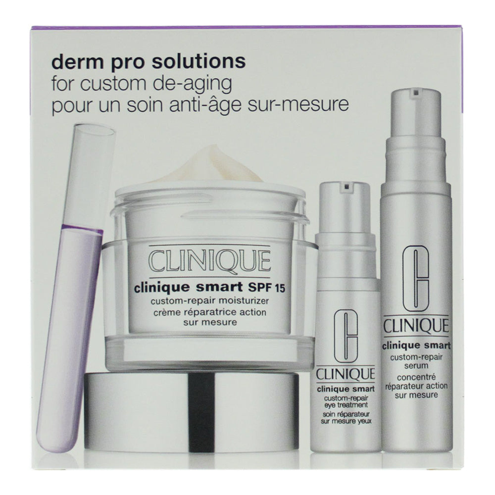 Clinique Derm Pro Solutions 3 Piece Gift Set: Clinique Smart SPF 15 Moisturiser 50ml - Clinique Smart Serum 10ml - Clinique Smart Eye Treatment 5ml - Box