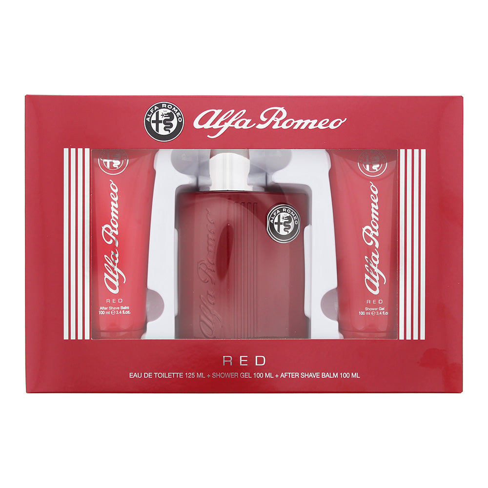 Alfa Romeo Red 3 Piece Gift Set: Eau de Toilette 125ml - Shower Gel 100ml - Afte