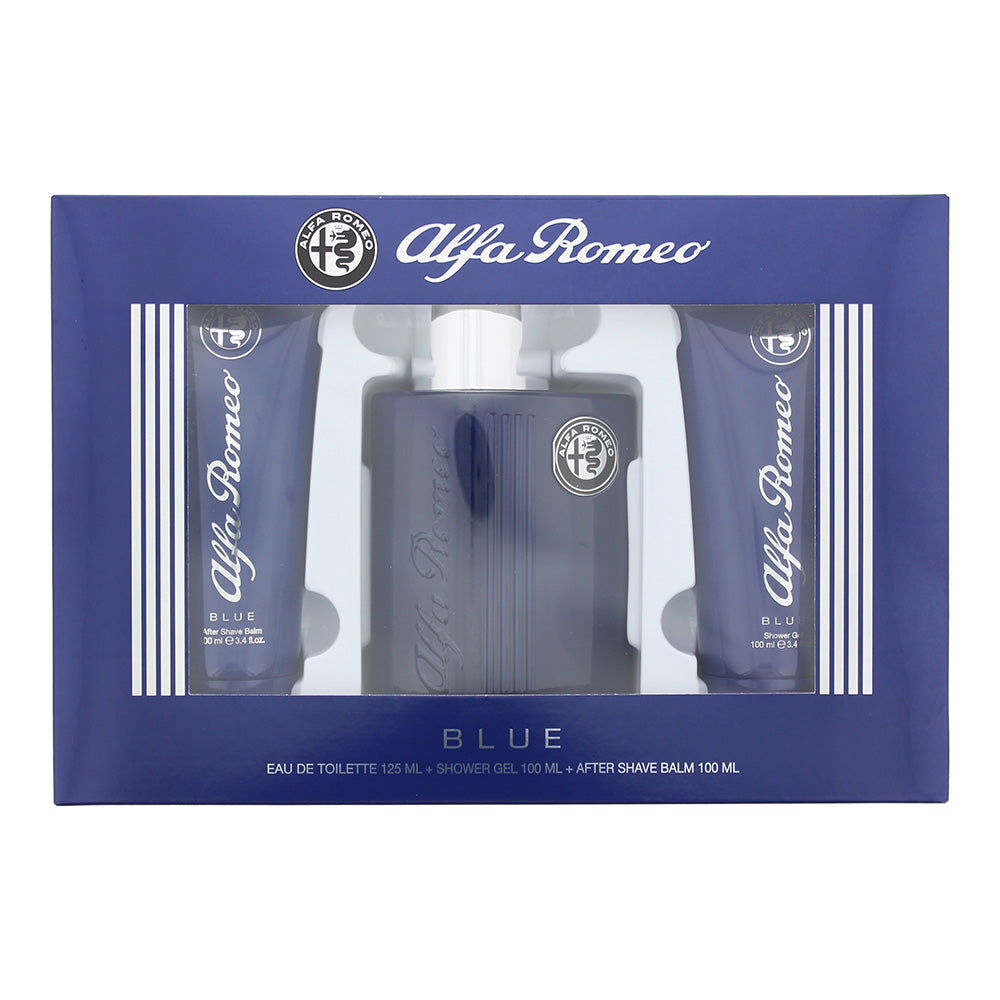 Alfa Romeo Blue 3 Piece Gift Set: Eau de Toilette 125ml - Shower Gel 100ml - Aft