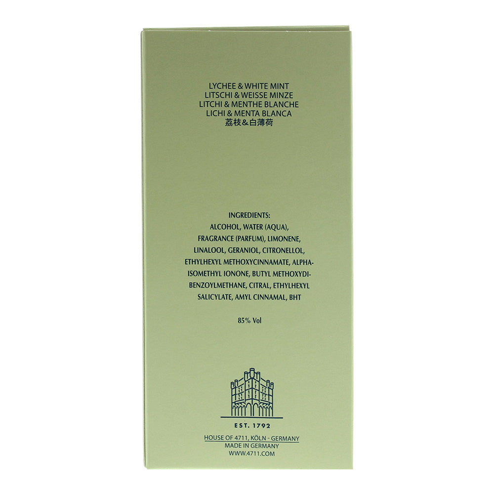 4711 Acqua Colonia Lychee & White Mint Eau de Cologne 50ml - Ingredients