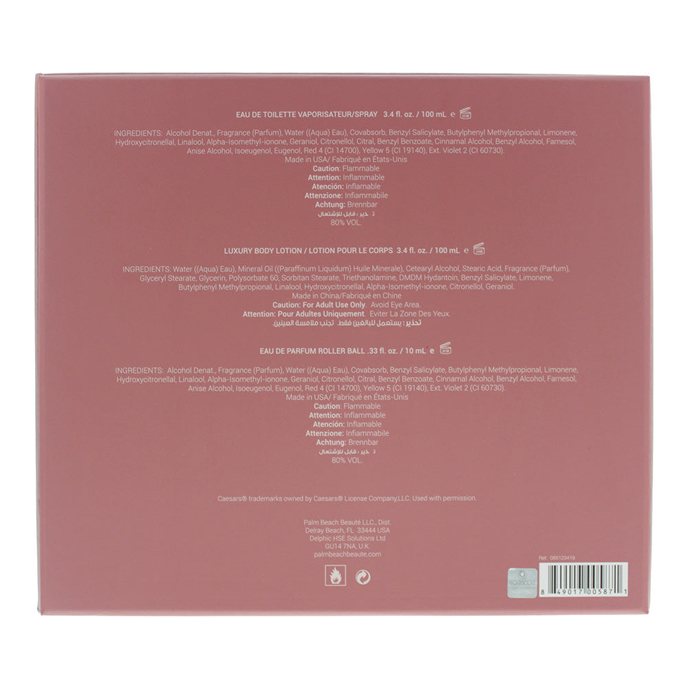Caesars Livia 3 Piece Gift Set: Eau De Parfum 100ml - Body Lotion 100ml - Roll-On Perfume 9ml