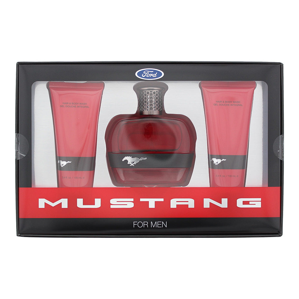 Mustang Red 3 Piece Gift Set: Eau de Toilette 100ml - Aftershave Balm 100ml - Ha