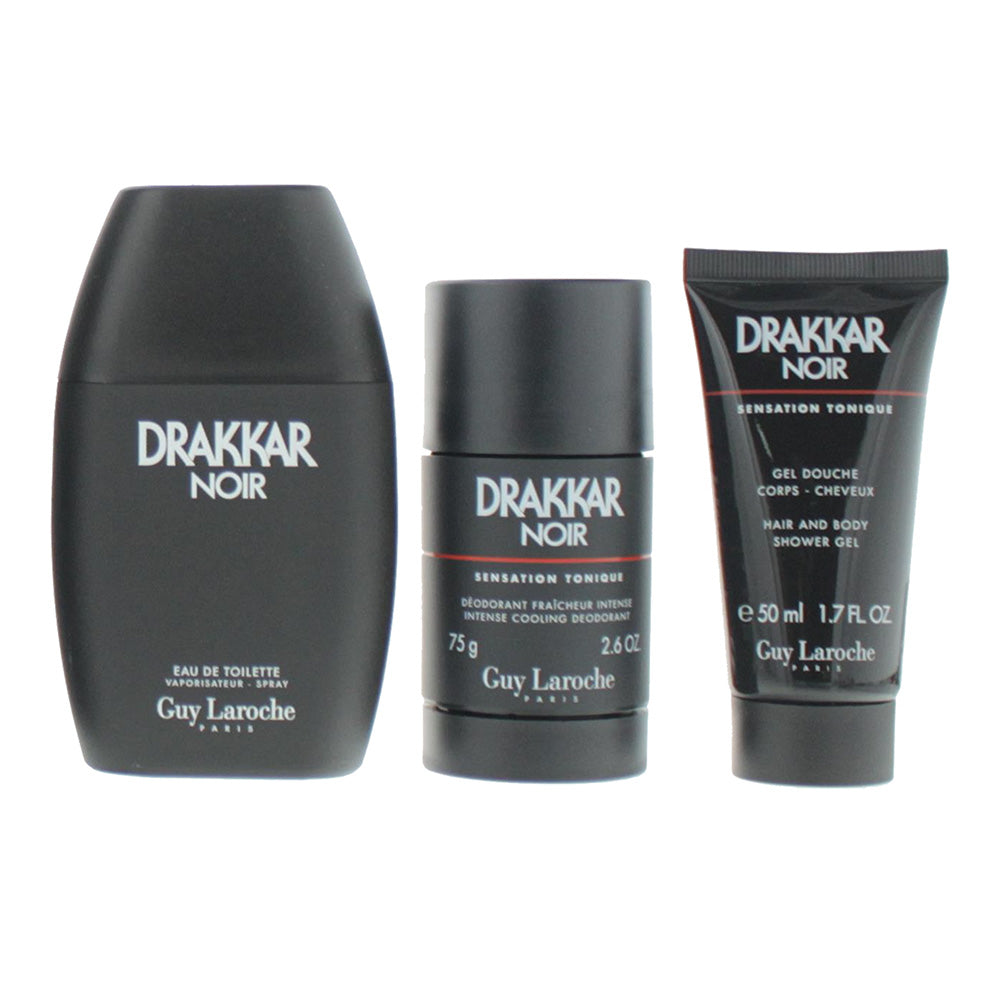 Guy Laroche Drakkar Noir 3 Piece Gift Set: Eau de Toilette 100ml - Deodorant Sti - Product