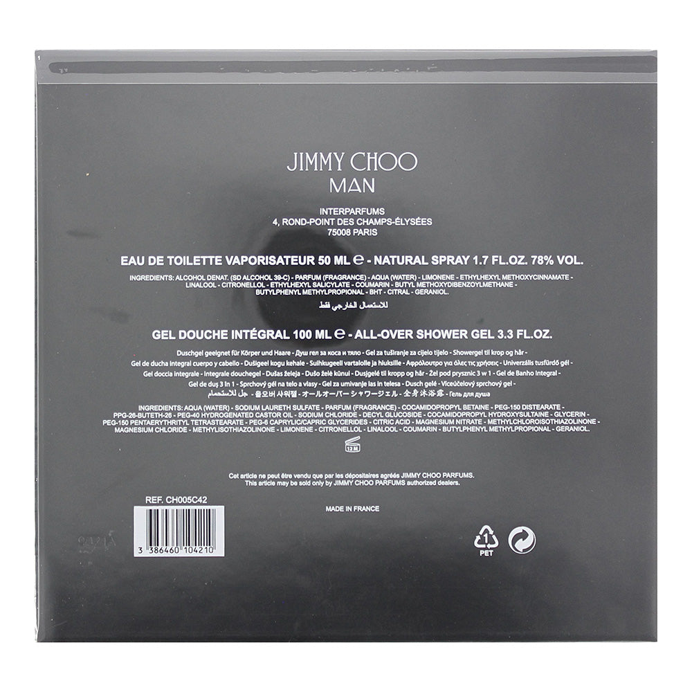 Jimmy Choo Man 2 Piece Gift Set: Eau De Toilette 50ml - Shower Gel 100ml