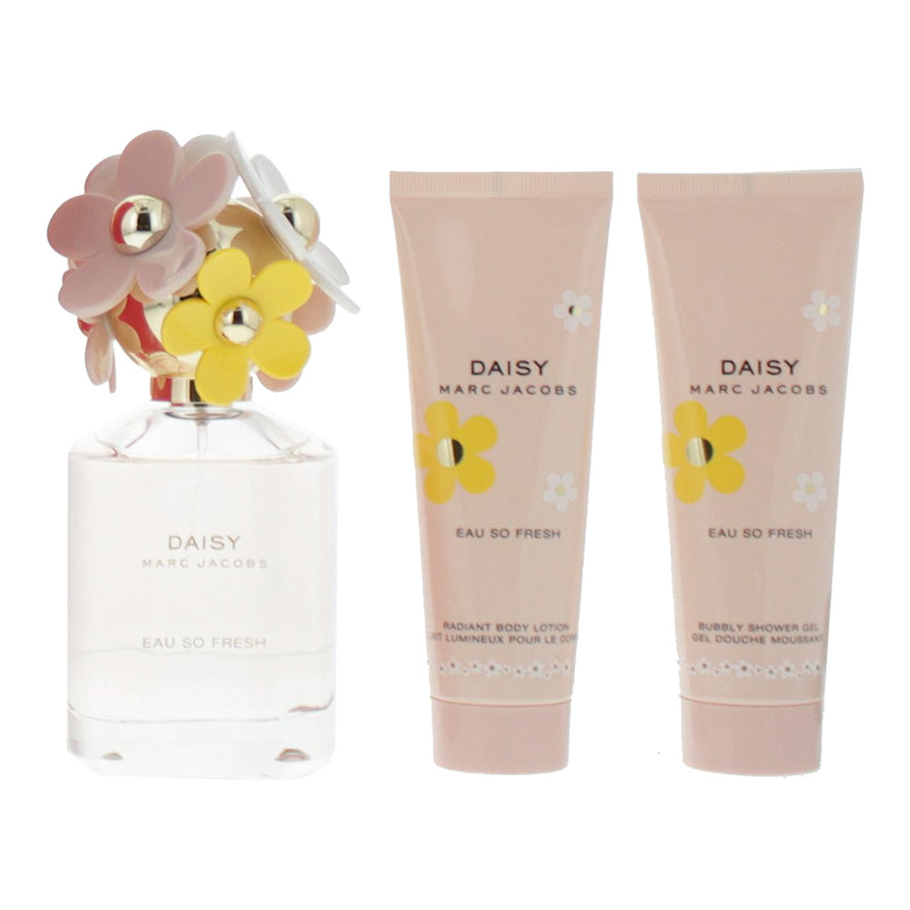 Marc Jacobs Daisy Eau So Fresh 3 Piece Gift Set: Eau de Toilette 75ml - Body Lotion 75ml - Shower Gel 75ml - Product
