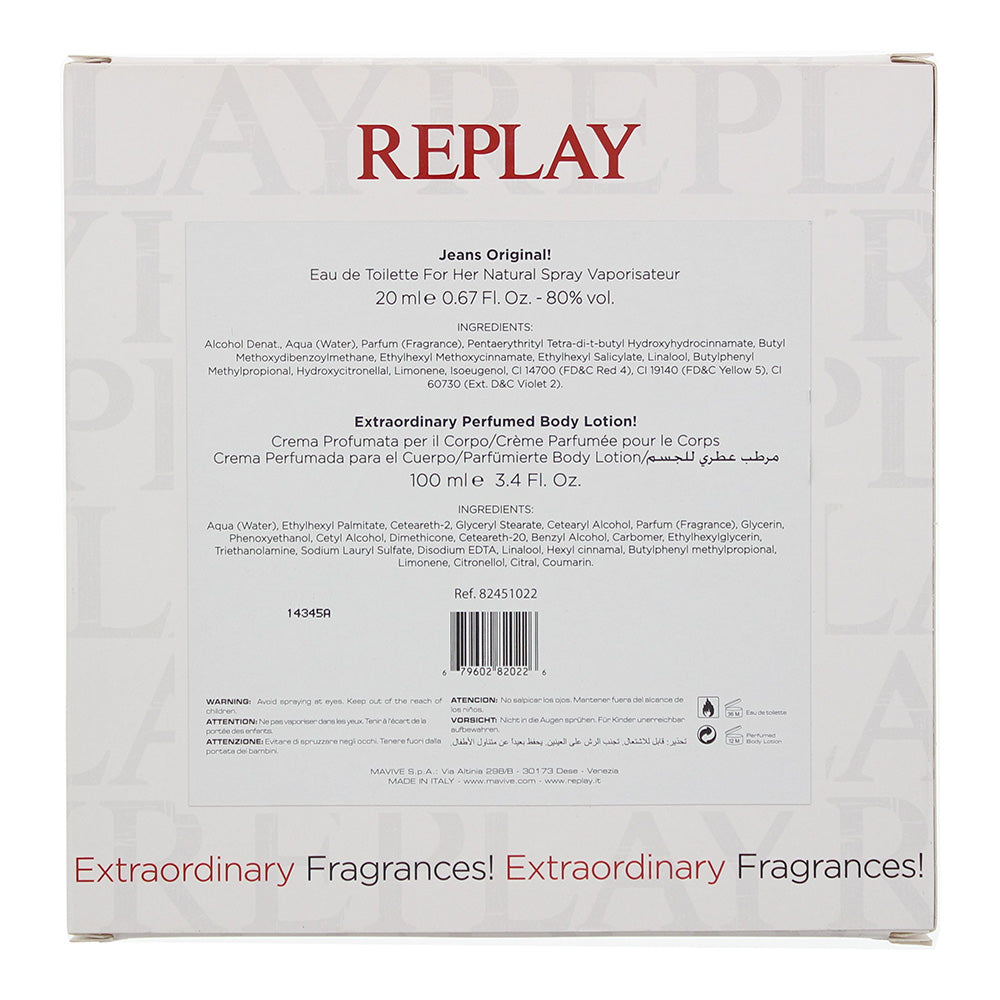Replay Jeans Original For Her 2 Piece Gift Set: Eau De Toilette 20ml - Body Lotion 100ml