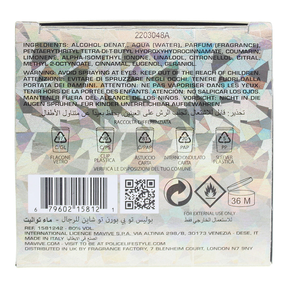 Police To Be Born To Shine Eau de Toilette 40ml - Ingredients