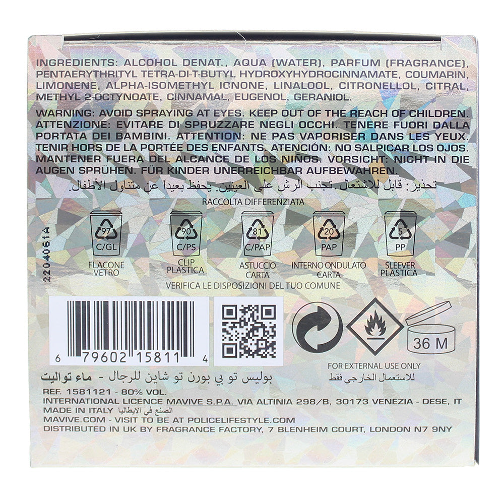 Police To Be Born To Shine Eau de Toilette 125ml - Ingredients