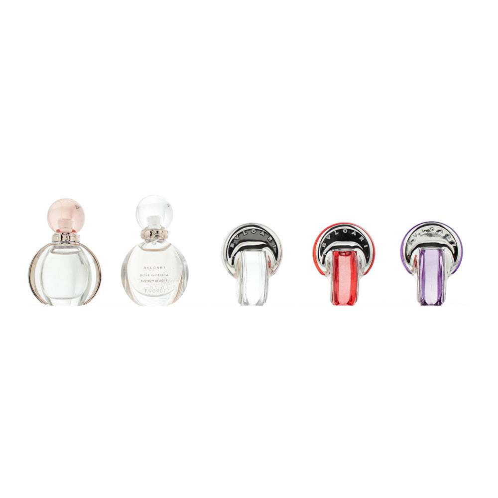 Bulgari 5 Piece Gift Set: Rose Goldea Eau de Parfum 5ml - Rose Goldea Blossom Delight Eau de Parfum 5ml - Omnia Crystalline Eau de Toilette 5ml - Omni - Box