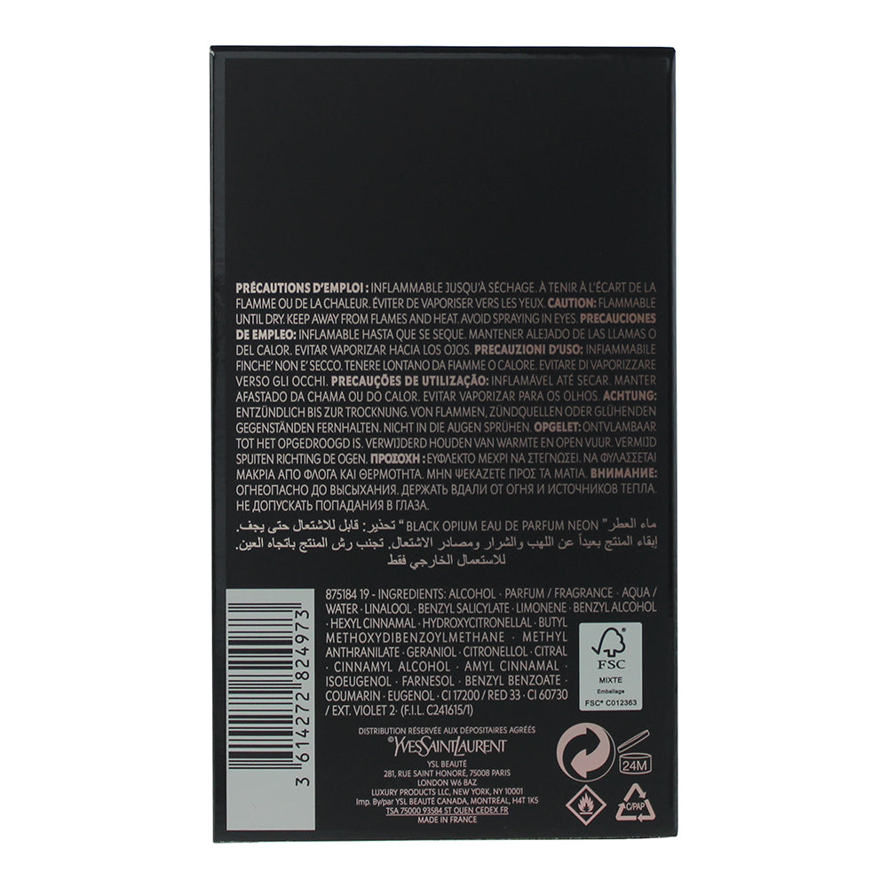 Yves Saint Laurent Black Opium Neon Eau de Parfum 75ml - Ingredients