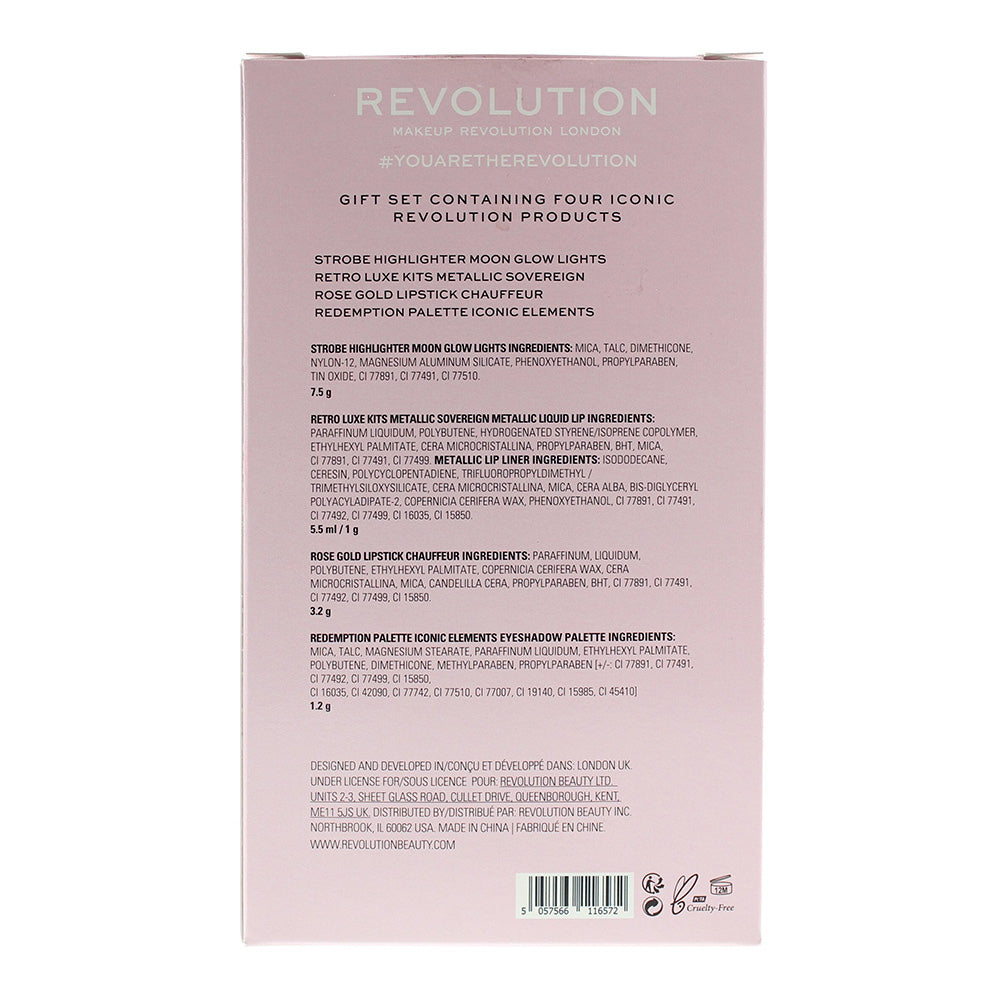 Revolution You Are The Revolution 5 Piece Gift Set: Strobe Moon Glow Lights Highlighter 7.5g - Lip Liner 1g - Metallic Liquid Lipstick 5.5ml - Chauffe