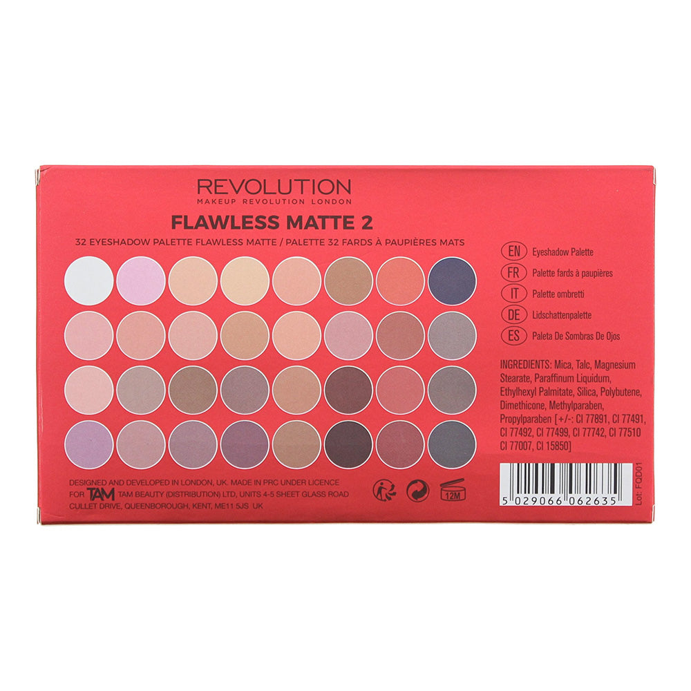 Revolution Flawless Matte 2 Eye Shadow Palette 32 x 0.625g