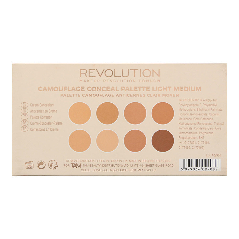 Revolution Camouflage Pro HD Light Medium Concealer Palette 8 x 1.25g