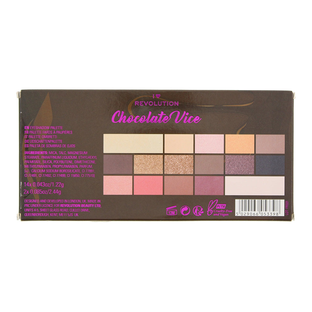 Revolution I Heart Revolution Chocolate Vice Eye Shadow Palette 14 x 1.22g - 2 x 2.44g