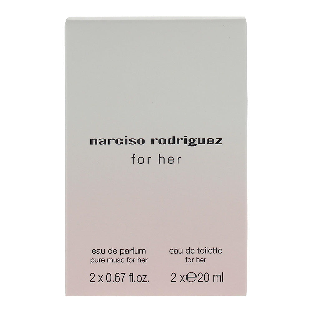 Narciso Rodriguez 2 Piece Gift Set: For Her Eau de Toilette 20ml - For Her Pure Musc Eau de Parfum 20ml - Box