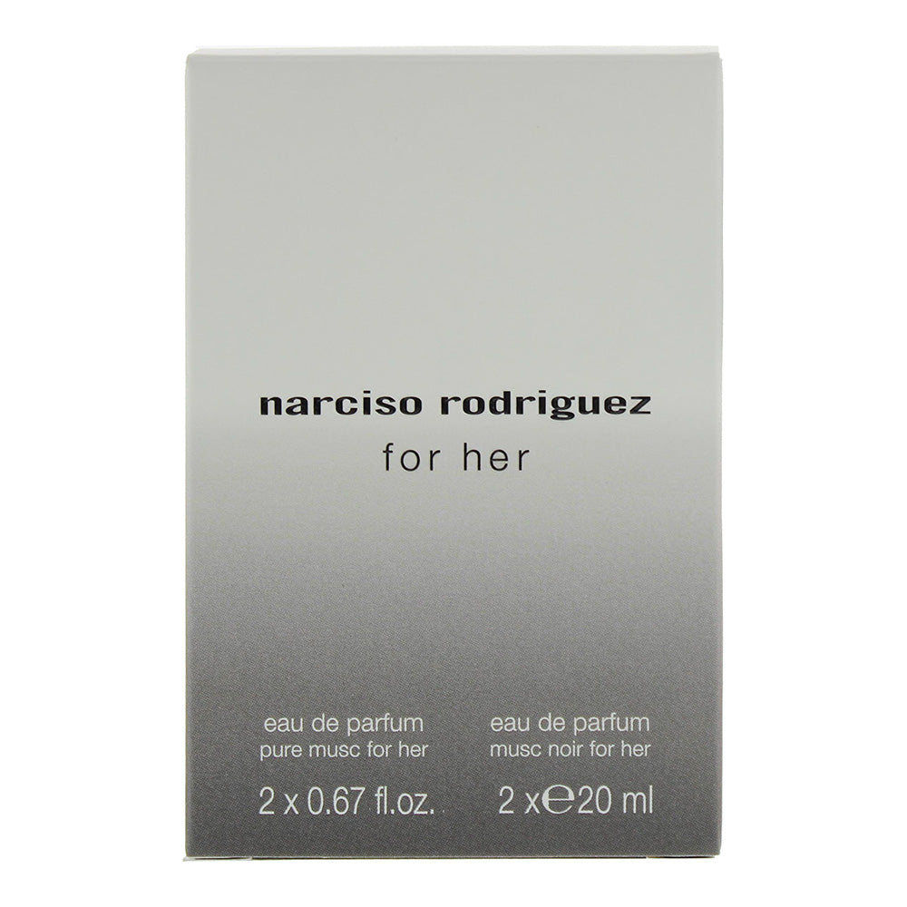 Narciso Rodriguez 2 Piece Gift Set: For Her Musc Noir Eau de Parfum 20ml - For Her Pure Musc Eau de Parfum 20ml - Box