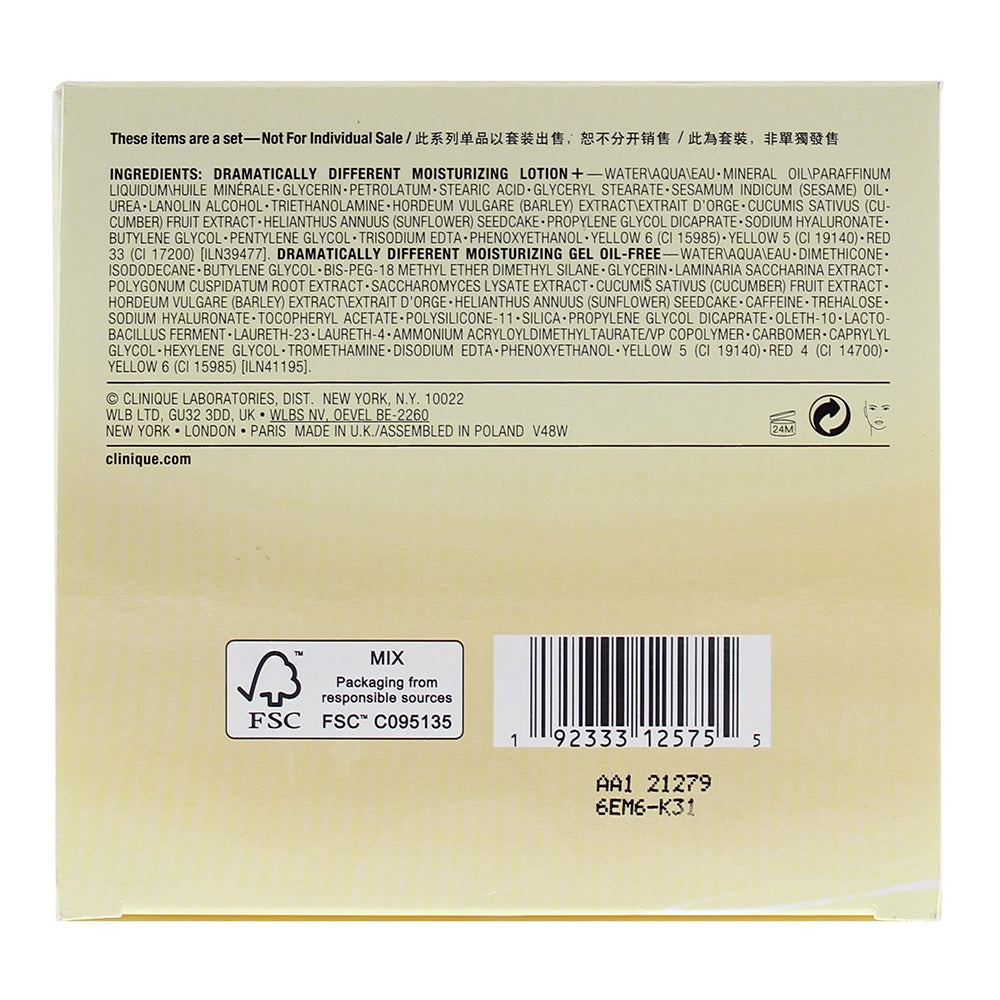 Clinique Dramatically Different 4 Piece Gift Set: 2 x Moisturizing Lotion 125ml - 2 x Moisturizing Oil-Free Gel 125ml