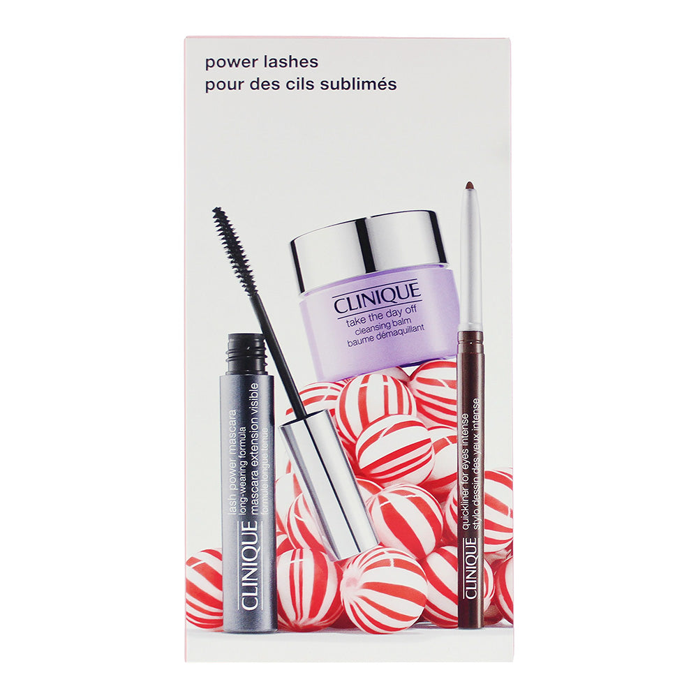 Clinique Power Lashes 3 Piece Gift Set: Mascara 6ml - Eyeliner 0.14g - Cleansing Balm 15ml - Box