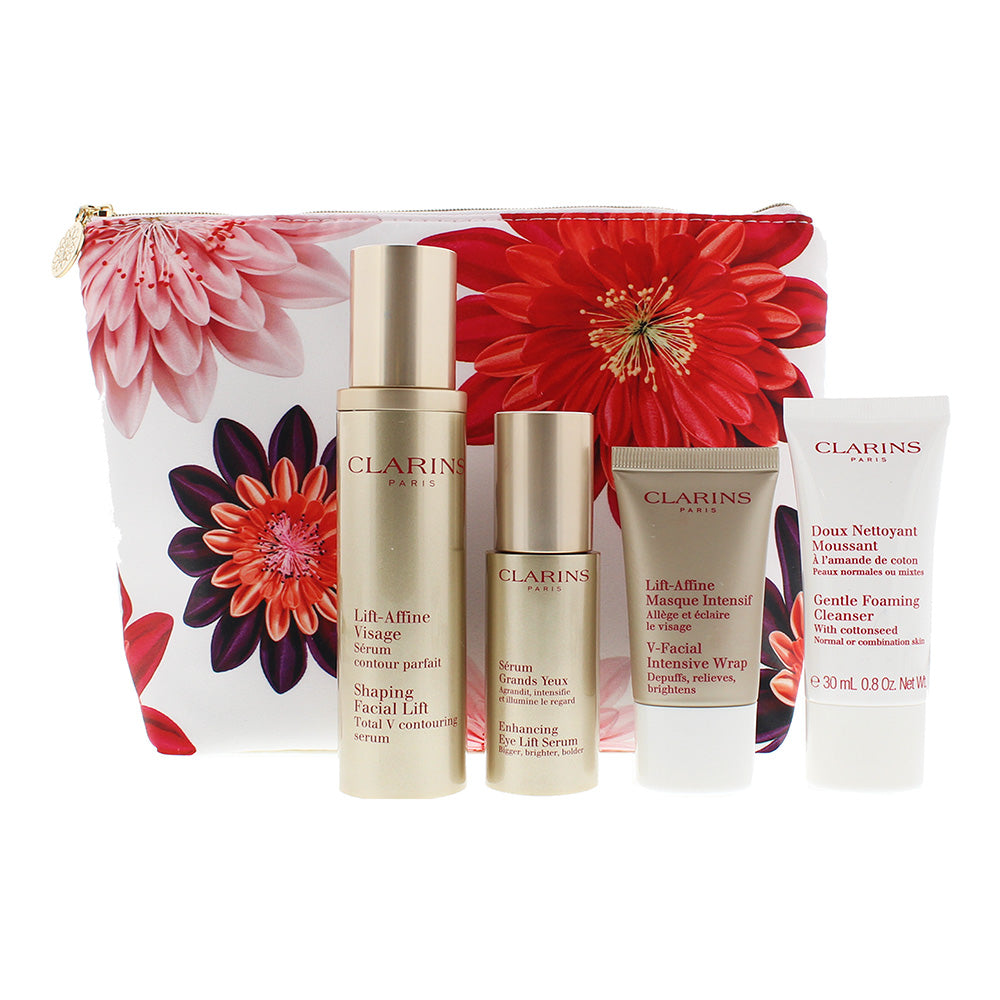 Clarins Counturing Collection 5 Piece Gift Set: Contouring Serum 50ml - Eye Lift Serum 15ml - Intensive Mask 15ml - Foaming Cleanser 30ml - Pouch - Product