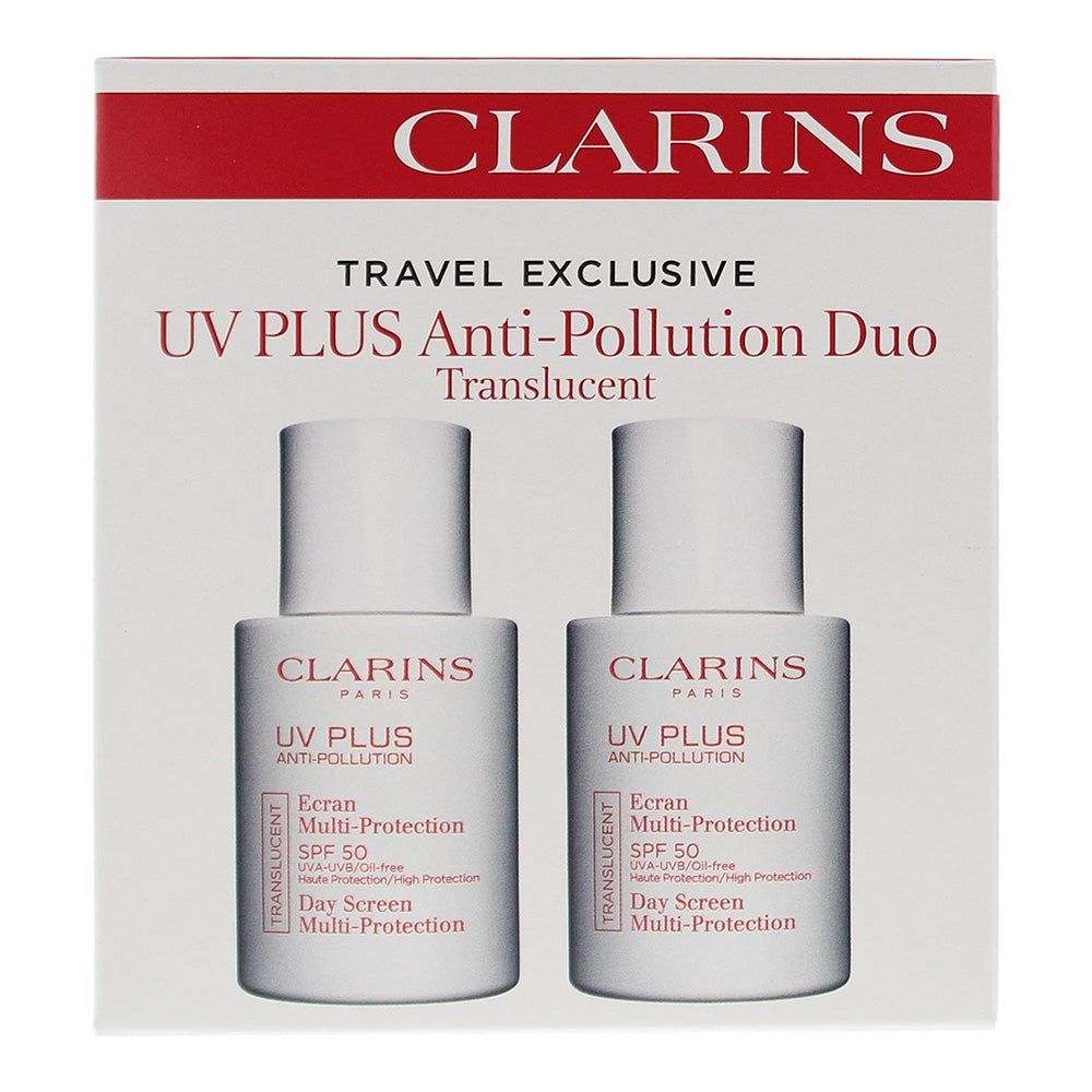 Clarins UV Plus Anti-Pollution Duo 2 Piece Gift Set: 2 x Translucent Day Screen 30ml SPF 50 - Box