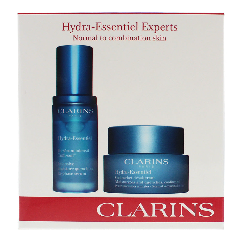 Clarins Hydra-Essentiel 2 Piece Gift Set: Cooling Gel 50ml - Bi-phase Serum 30ml - Box