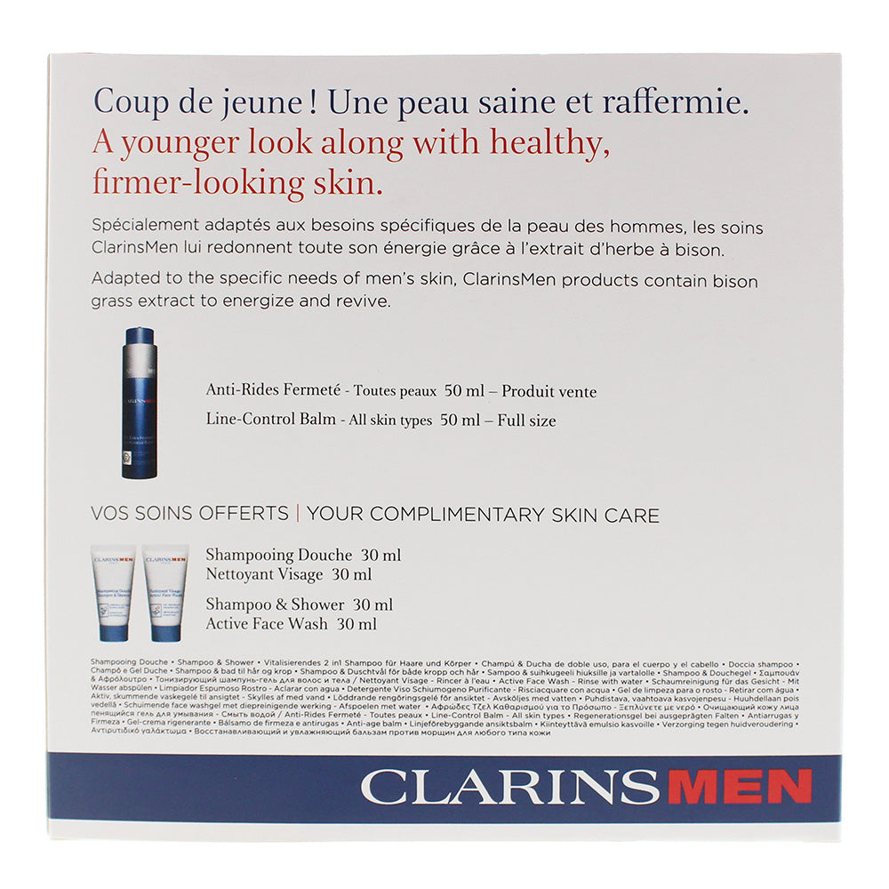 Clarins 3 Piece Gift Set: Line-Control Balm 50ml - Shampoo & Shower 30ml - Face 