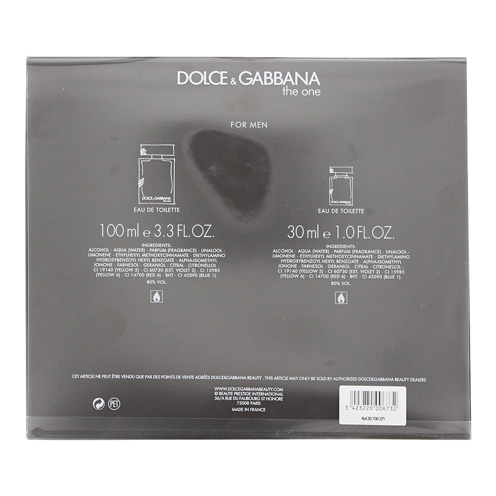 Dolce & Gabbana The One For Him 2 Piece Gift Set: Eau De Toilette 100ml - Eau De Toilette 30ml