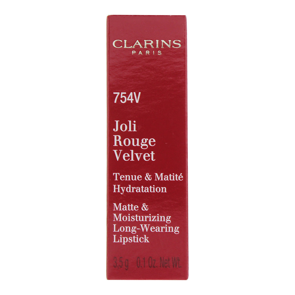 Clarins Joli Rouge Velvet Matte & Moisturizing Long-Wearing 754V Deep Red Lipstick 3.5g - Box