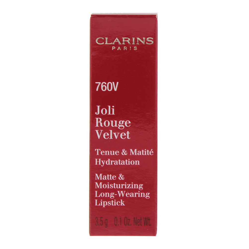 Clarins Joli Rouge Velvet Matte & Moisturizing Long Wearing 760V Pink Cranberry Lipstick 3.5g - Box