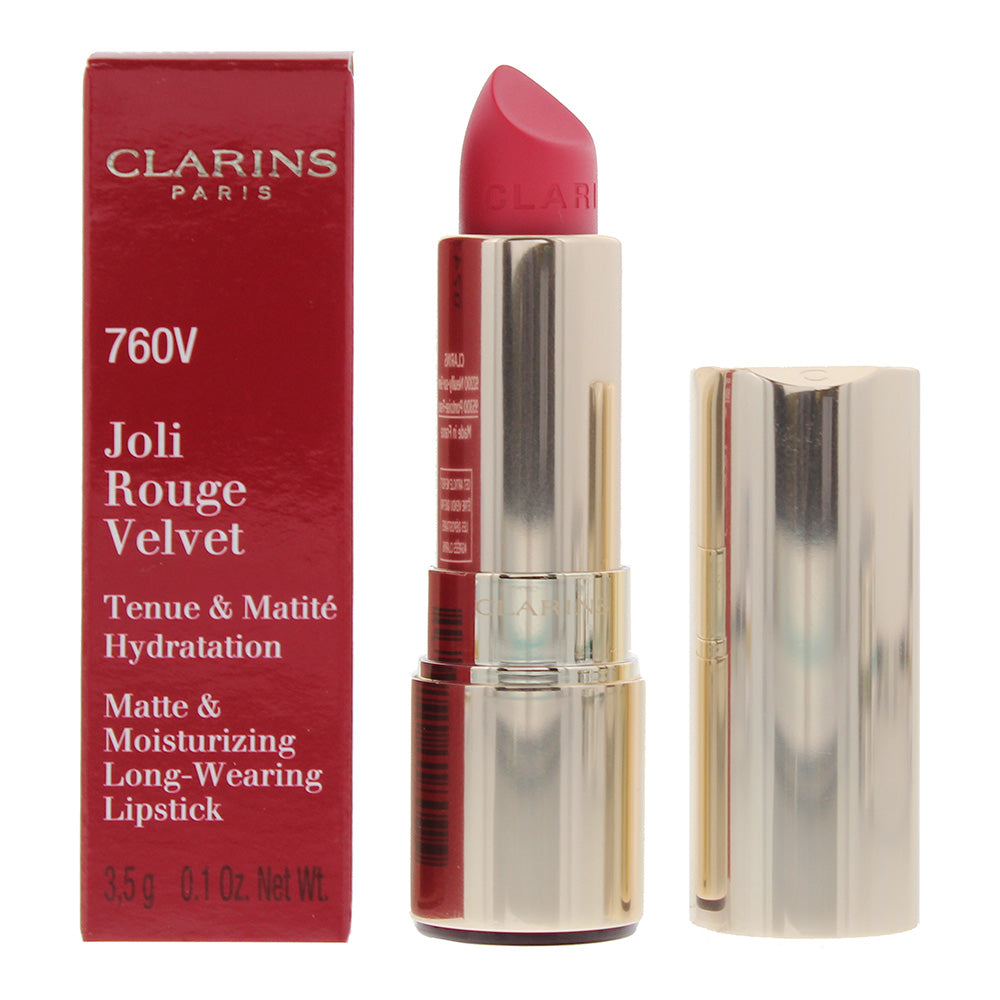 Clarins Joli Rouge Velvet Matte & Moisturizing Long Wearing 760V Pink Cranberry Lipstick 3.5g