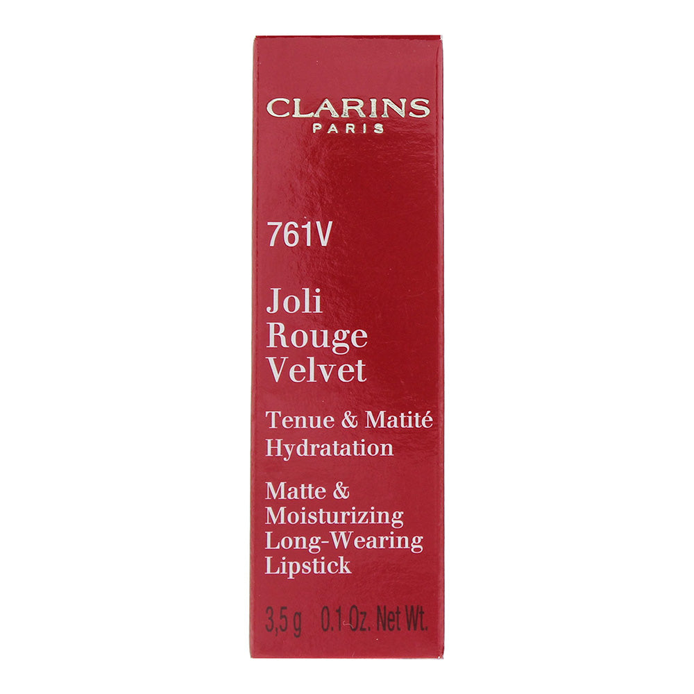 Clarins Joli Rouge Velvet Matte & Moisturizing Long-Wearing 761V Spicy Chili Lipstick 3.5g - Box