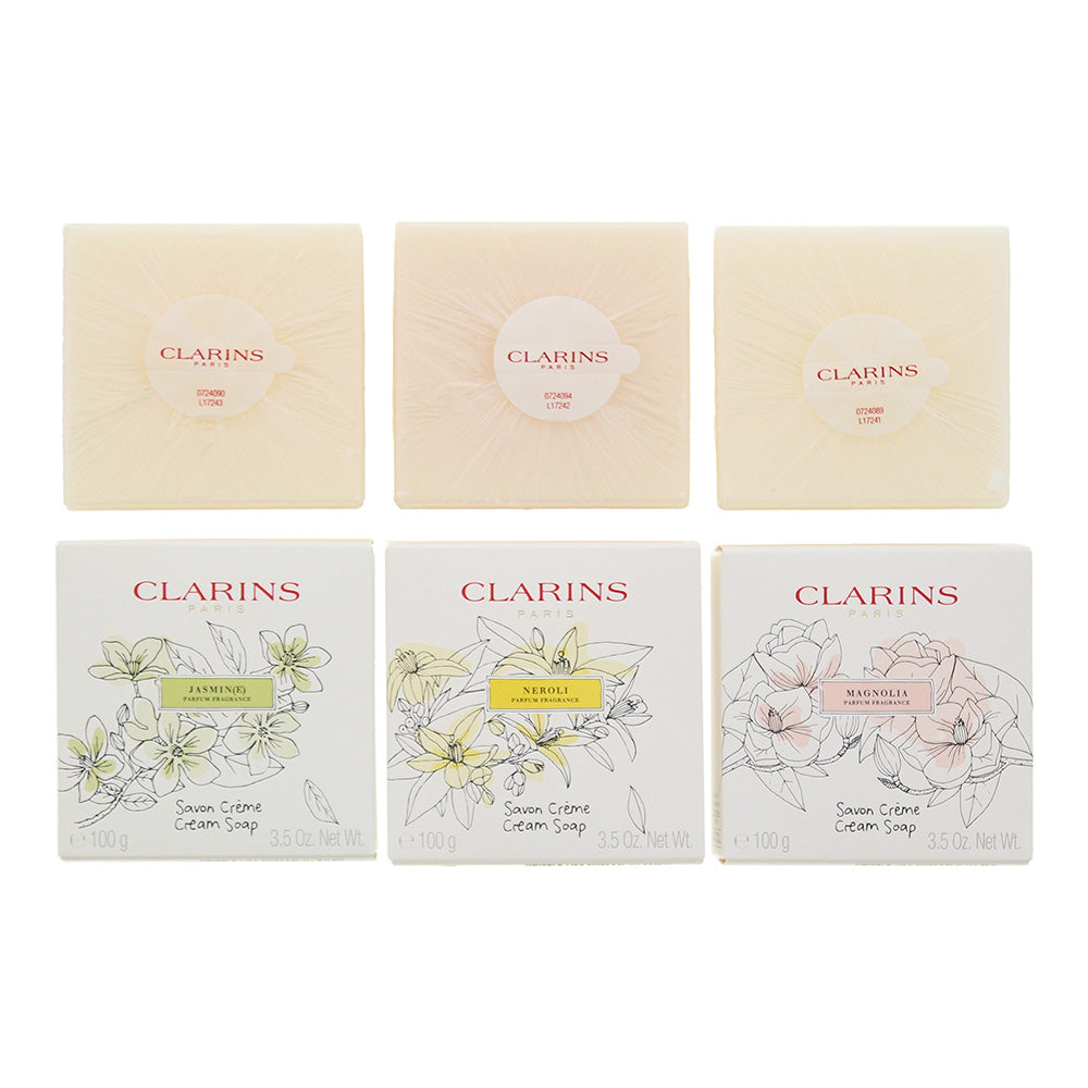 Clarins Scented Cream Soaps 3 x 100g Limited Edition - Neroli-Magnolia-Jasmine - Product