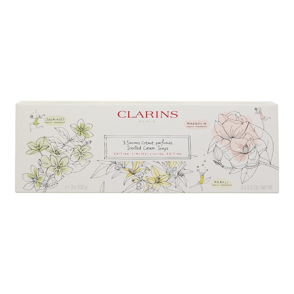 Clarins Scented Cream Soaps 3 x 100g Limited Edition - Neroli-Magnolia-Jasmine - Box