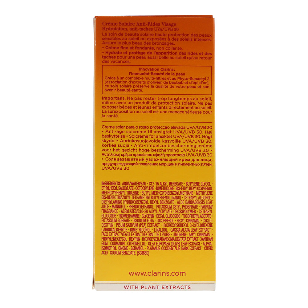 Clarins Wrinkle Control UVB-UVA 30 Spf Suncream 75ml