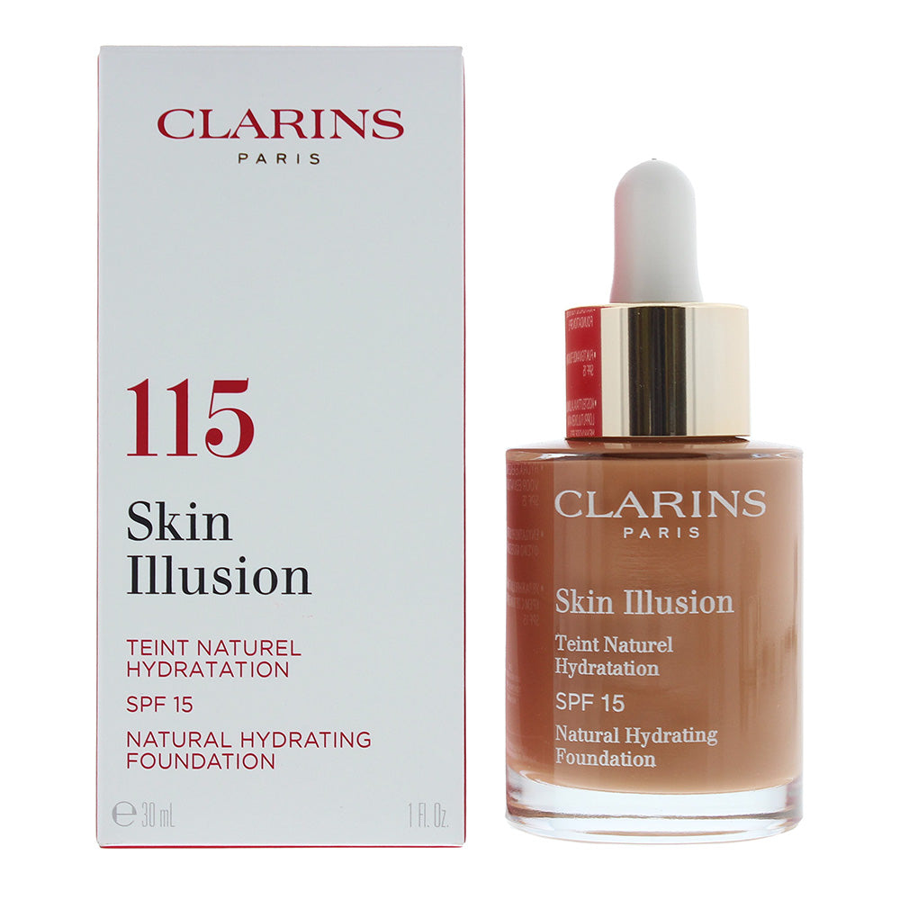 Clarins Skin Illusion Natural Hydrating Spf 15 No.115 Cognac Foundation 30ml 