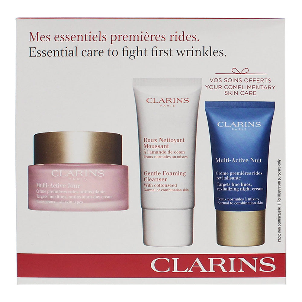 Clarins Essential Care Multi Active 3 Piece Gift Set: Day Cream 50ml - Night Cre - Box