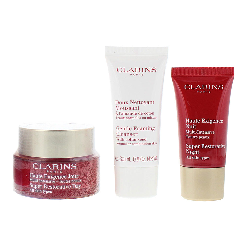 Clarins Essential Care Super Restorative 3 Piece Gift Set: Day Cream 50ml - Nigh - Product