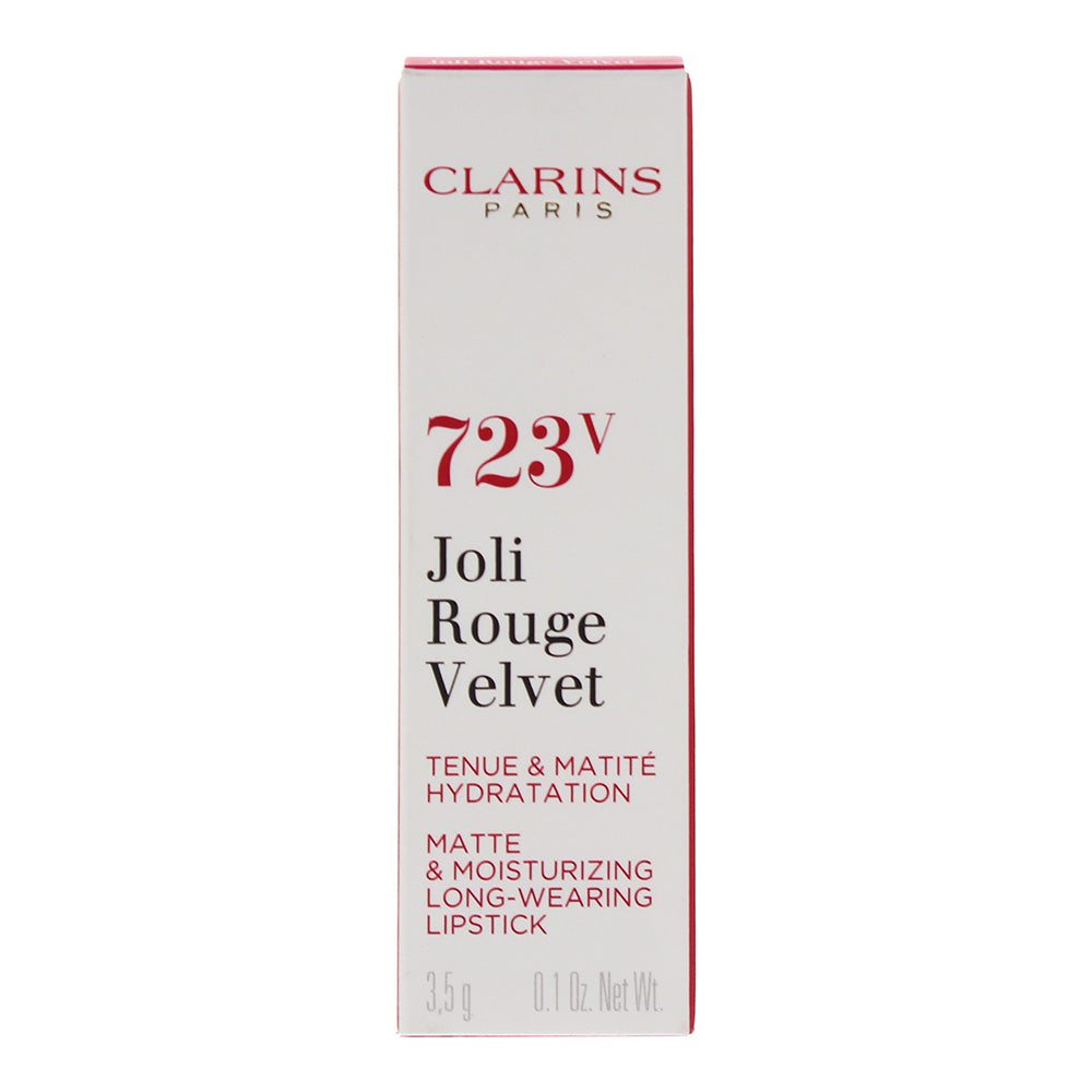 Clarins Joli Rouge Velvet Matte & Moisturizing Long-Wearing 723V Rasberry Lipsti - Box