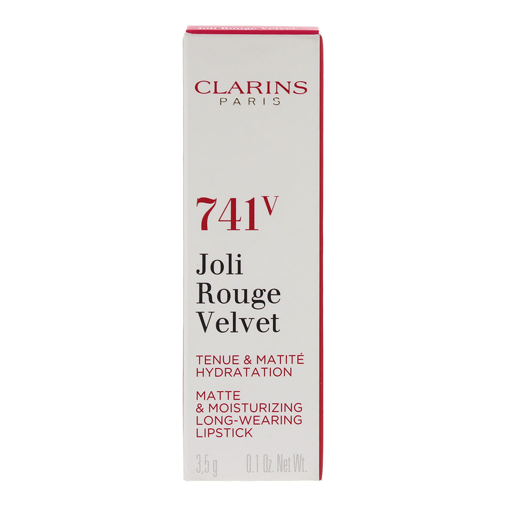 Clarins Joli Rouge Velvet Matte & Moisturizing Long-Wearing 741V Red Orange Lipstick 3.5g - Box