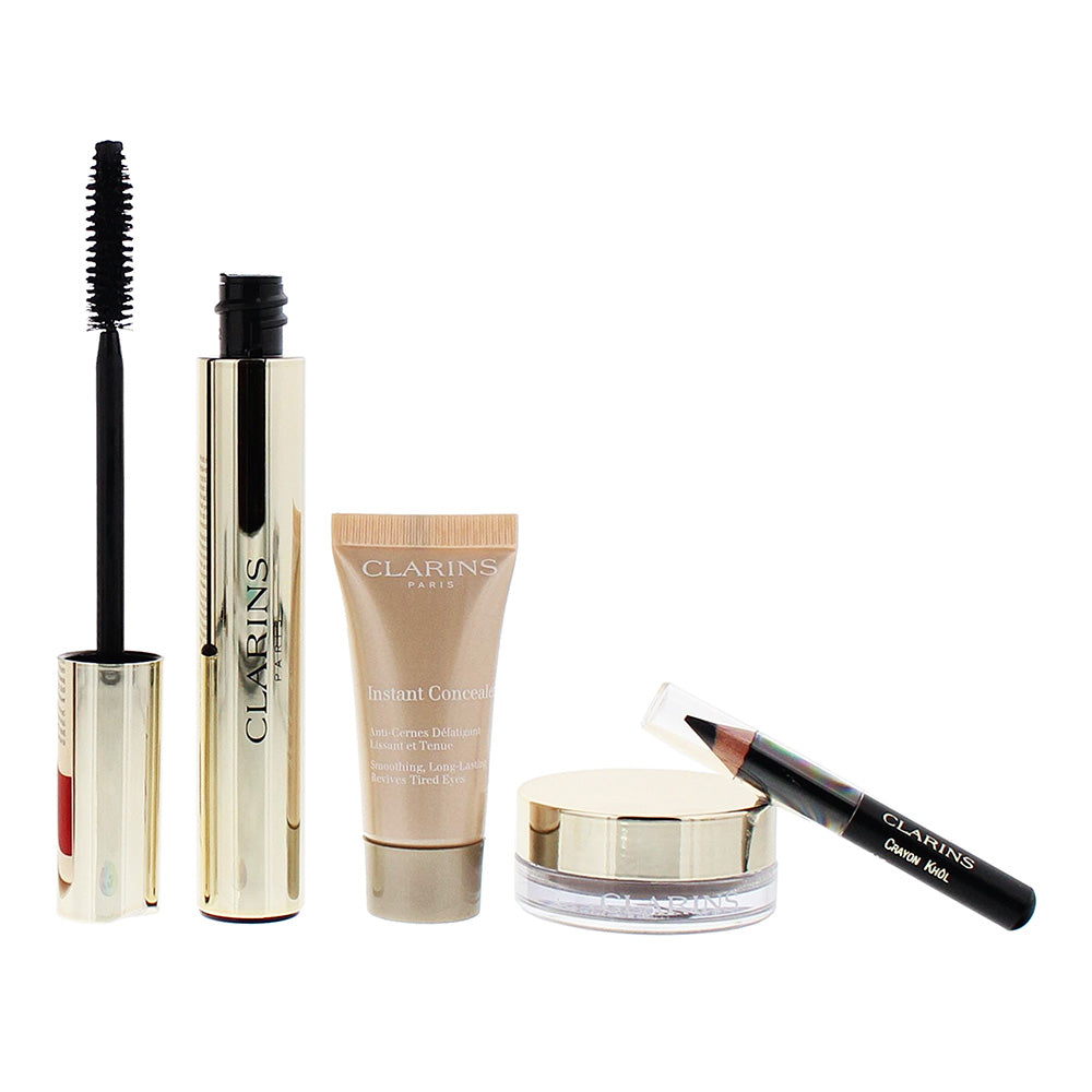 Clarins 4 Piece Gift Set: Mascara Supra Volume 8ml - Ombre Matte 03 Taupe 7g - Instant Concealer 02 Medium 5ml - Crayon Khol 01 Carbon Black 0.39g - Product