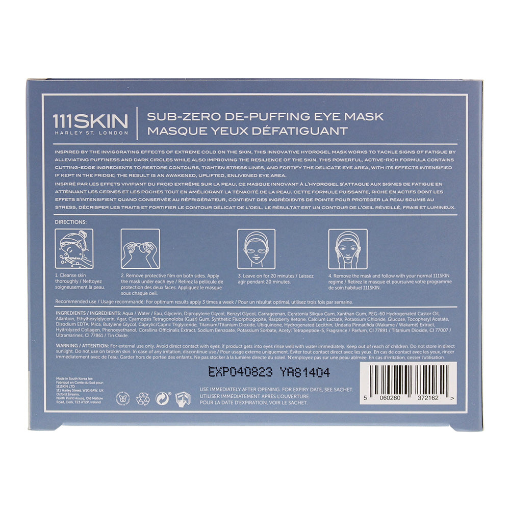 111 Skin  Sub-Zero De-Puffing Eye Mask 8 x 6ml - Ingredients
