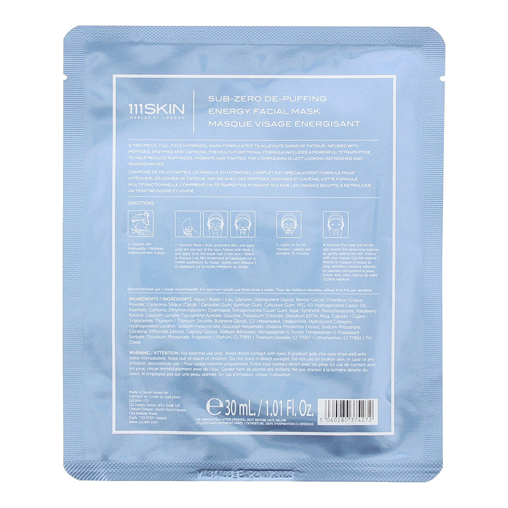 111 Skin  Sub-Zero De-Puffing Facial Mask 30ml - Ingredients