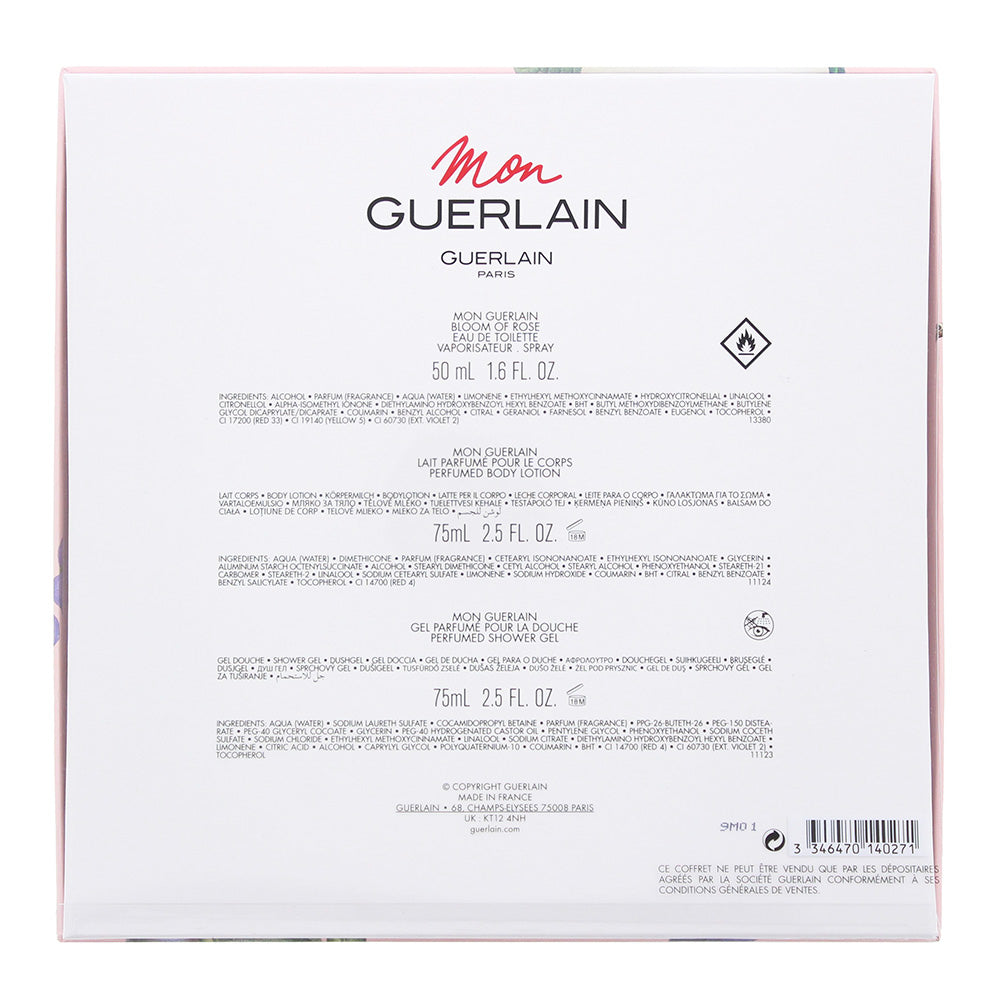 Guerlain 3 Piece Gift Set: Mon Guerlain Bloom Of Rose Eau de Toilette 50ml - Mon