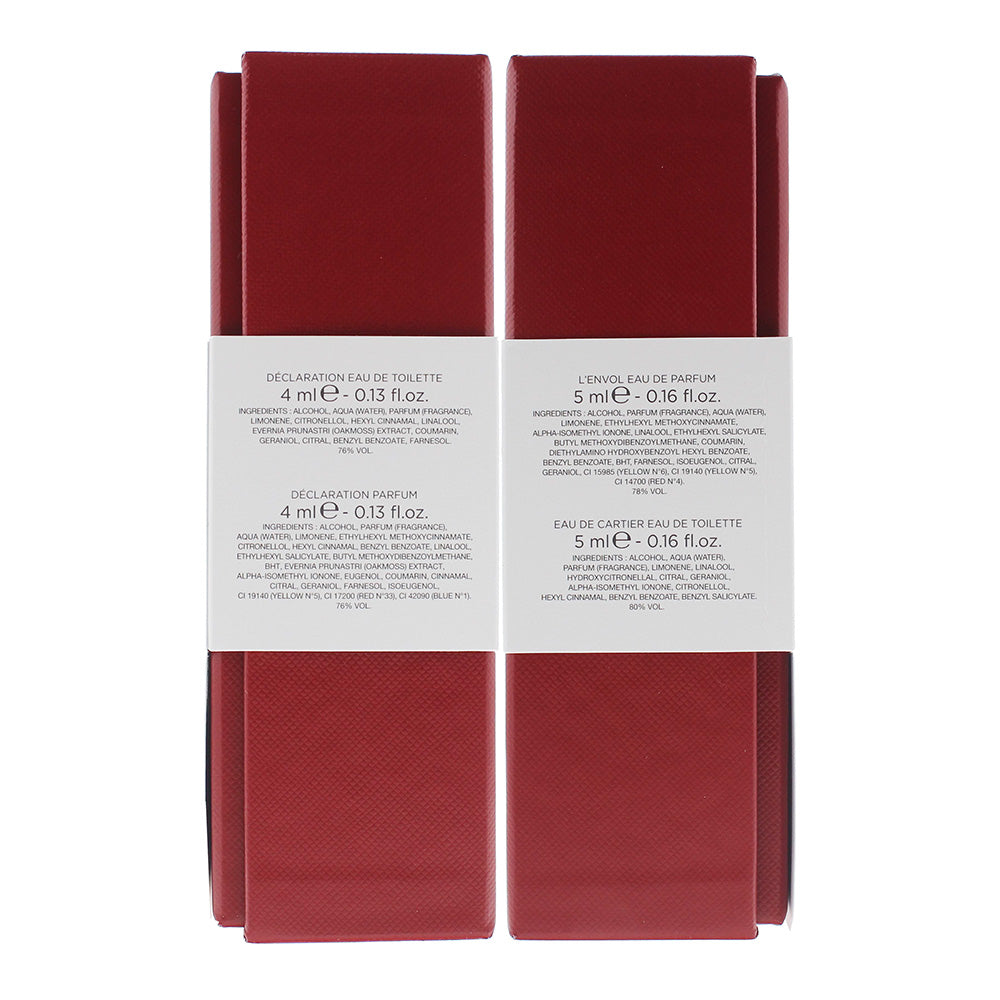 Cartier 4 Piece Gift Set: L'envol Eau De Parfum 5ml - Cartier Eau De Toilette 5ml - Declaration Eau De Toilette 4ml - Declaration Eau De Parfum 4ml