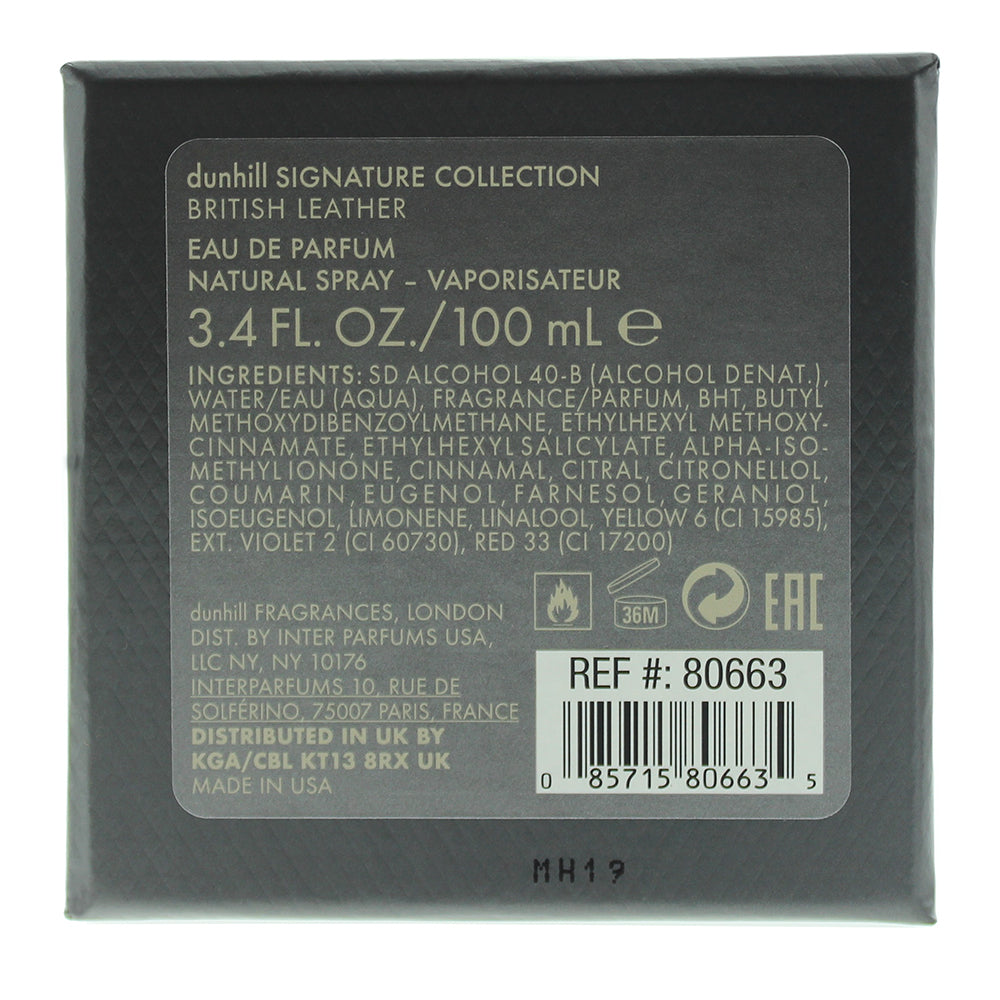 Dunhill Signature Collection British Leather Eau de Parfum 100ml - Ingredients