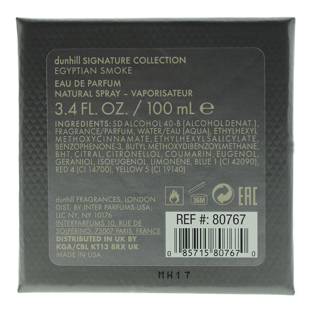 Dunhill Signature Collection Egyptian Smoke Eau de Parfum 100ml - Ingredients